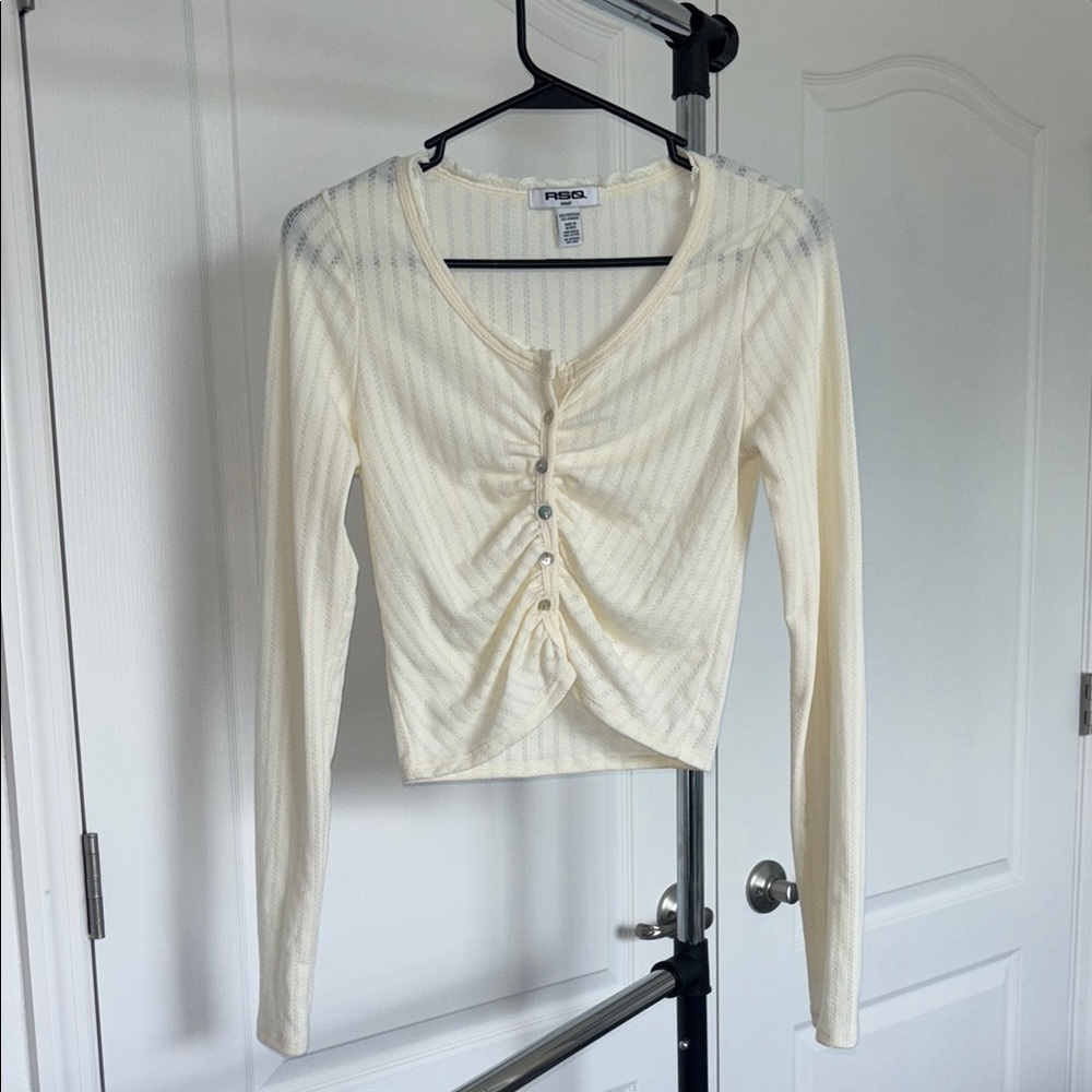 Tilly’s (RSQ) Ivory Ruched Front Blouse